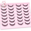 Artificial Lashes 14 Pairs for Natural Lash Extension Volumising 3D False Lashes Adhesive Artificial Lashes 6