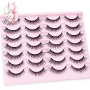 Artificial Lashes 14 Pairs for Natural Lash Extension Volumising 3D False Lashes Adhesive Artificial Lashes 7
