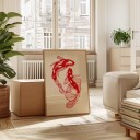 Artistic Wall Poster 40 x 60 cm Two Red Koi Carp in Motion Print on Soft Canvas Unframed Minimalist Decoration 2