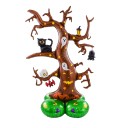 Árvore Assustadora Inflável Balão em Pé Decoração de Halloween 87 x 126 cm Castanho com Base Verde Decoração de Festa para Halloween 1