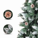 Árvore de Natal Artificial Neve com Pinhões Dobrável Altura 150 cm Base de Madeira 40 cm Verde e Branco Decoração para Casa 2