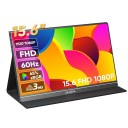 ARZOPA 15,6" draagbare monitor FHD 1920 × 1080 IPS 60 Hz HDR10 3 ms USB-C HDMI duale luidsprekers 300 cd/m² met beschermhoes 2