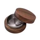 Asbak van notenhout 10 × 4,5 cm met deksel RVS binnen- en buitenasbak Elegante thuisasbak voor sigaretten en sigaren 7