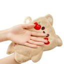 Asciugamano a due strati con gancio e motivo orsetto assorbente rinforzato beige da appendere in bagno e in cucina per uso quotidiano 2