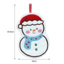 Asciugamano a forma di pupazzo di neve con gancio 18 × 30,5 cm fleece bianco rosso blu panno appeso per cucina e bagno 2