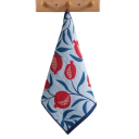 Asciugamano assorbente e ad asciugatura rapida 34 x 40 cm in garza di cotone a quattro strati blu chiaro con frutti rossi decorativi per la cucina 2