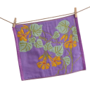 Asciugamano in cotone per mani ad asciugatura rapida assorbente 34 x 40 cm garza a quattro strati viola con fiori gialli e foglie verdi per la cucina 4