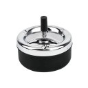 Askopp i rostfritt stål 9 × 9,5 cm Självrenande roterande askopp med lock Tryckande roterande askopp för cigarettrökning 360° 1