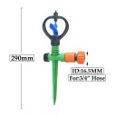 Aspersor rotativo de jardim com estaca 360° ajustável 29 cm ligação de mangueira 3/4" para relvados e canteiros 2