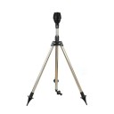Aspersor trípode con altura ajustable y cabezal de pulverización de 360° para riego de jardines. 1