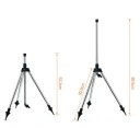 Aspersor trípode con altura ajustable y cabezal de pulverización de 360° para riego de jardines. 2