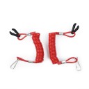 Ασφαλιστικό λουρί για θαλάσσιο σκούτερ 2 τεμάχια Κόκκινο σπειροειδές λουρί με άκρη για τον διακόπτη του κινητήρα και καραμπίνα Υλικό TPU και PVC Μήκος 4