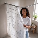 Asta per tenda da doccia 95 x 95 cm per angolo a forma di L con curvatura e rosette circolari per il muro di colore argento per doccia e vasca 5