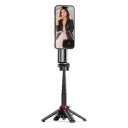 Asta selfie mini magnetica con treppiede 463 mm e 2 luci LED Clip per telefono e custodia MagSafe Telecomando Nero Per vlog e streaming 2