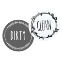 Astianpesukoneen magneetit 9 x 9 cm Setti teksteillä "CLEAN" ja "DIRTY" Harmaat ja valkoiset magneetit astianpesukoneen tilan merkitsemiseen 1