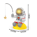 Astronaut Building Set 13 x 8.5 x 8.5 cm Sitting Astronaut on Yellow Moon with Rod and Star Detailed Mini Blocks Decorative Space Model 2