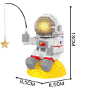 Astronaut na Měsíci s hvězdou 8.5 x 8.5 x 13 cm LED svítící mikro cihly Vesmírná stavebnice pro dospělé i děti Kreativní vzdělávací vesmírný model 2