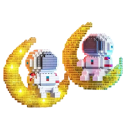 Astronauta luminoso 9.2 x 4.5 x 9.3 cm Bloques de construcción LED Micro ladrillos Pequeño astronauta en la Luna Bloques espaciales kit educativo para adultos y niños 5
