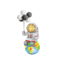 Astronauttiset 20 x 9,5 x 8 cm Istuva astronautti Maapallolla tummanharmailla ja valkoisilla ilmapalloilla Yksityiskohtaiset miniblokit Avaruuskoriste 1