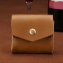 Astuccio da viaggio per piccoli oggetti in vera pelle Pattina a forma di busta con chiusura a bottone metallico Bordo cucito Dimensioni 2