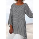 Asymmetrische gestreepte top voor dames 5