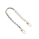 Asymmetrische parel schouderband 35 cm met gevlochten ketting Karabijnsluiting Decoratieve vervangende handgreep Elegante handgreep 2