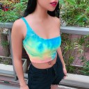 Asymmetrisches Regenbogen-Crop-Top für Damen 2