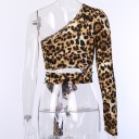 Asymmetrisk leopardtop til kvinder 2
