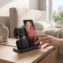 Ασύρματη βάση φόρτισης 3 σε 1 15 W για τηλέφωνα Samsung Galaxy, ρολόγια και Buds USB-C Μαύρη βάση με ένδειξη φόρτισης για κομοδίνο 2