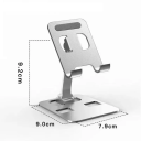 Asztali telefon- vagy tablettartó Összecsukható alumínium állvány 9,2 x 7,9 cm Állítható magasság Kompakt talp Stabil konstrukció 2