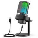 Asztali USB mikrofon PC-hez RGB háttérvilágítással Monitoring Érintéses némítás Fém pop-szűrő Plug and Play kondenzátor mikrofon 1