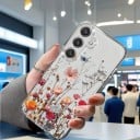 Átlátszó szilikon tok Samsung Galaxy S25+ virágmintával Átlátszó védőtok Fokozott kameraél Telefonvédő 10