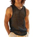 Atmungsaktives Herren-Tanktop Gewebtes Lochmaterial Polyester Rundhalsausschnitt Einfarbig Leichter Schnitt Sommertragekomfort 3