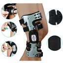 Attelle de genou pour la jambe gauche avec plage de mouvement réglable ROM taille universelle construction en métal vert-noir soutien postopératoire du genou 5