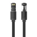 Átviteli RJ45 hálózati kábel Cat8 SFTP 1,5 m 40Gbps 2000MHz csavart réz párok fekete kerek kábel router modem internet 2