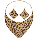 Audace set con stampa leopardata Collana 55 cm e orecchini a pendente Design vintage elegante Set di gioielli moda donna 1