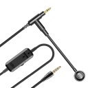 Audio cable with microphone on a boom for 3.5 mm jack headphones 2 m Volume control and music playback for calls and online communication 1