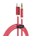 Audio kaapeli USB-C:stä 3,5 mm jackiin 1 m Nylonipunos Alumiiniseoksesta valmistetut liittimet Puhelimen liittämiseen autoradioon 2