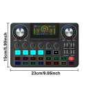 Audio mixážní pult a živá zvuková karta s měničem hlasu DJ efekty a RGB podsvícením černý 23 x 15 cm na streamování a karaoke 2