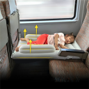 Aufblasbare Matratze für Kinder 95 x 48 cm PVC Ergonomische Welle Verstellbarer Gurt Doppelter Seitenblock 10 cm Reisebett für Auto und Flugzeug 3