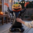 Aufblasbarer Schemen mit Kürbiskopf Stehender Ballon Halloween Figur Mit erhobenen Armen Schwarzorange Party Dekoration für Halloween 5