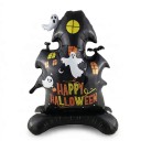 Aufblasbares Spukhaus mit der Aufschrift Happy Halloween Stehender Ballon Halloween Dekoration Schwarz mit Geistern Partydeko zur Feier 1