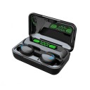 Auriculares sem fios para música e chamadas Bluetooth 5.0 Caixa de carregamento 2200 mAh com visor Controlo de volume e reprodução 2