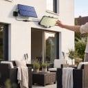 Aurinkoinen LED-reflektor liiketunnistimella 234 LED Kauko-ohjaus Erillinen paneeli 5 m kaapeli Musta IP65 Vesitiivis 3 tilaa Talolle 2