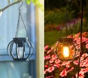 Aurinkoinen LED-riippulamppu pyöreä häkki 16,5 × 16,5 cm metalli lämmin valo ulkovalaistus puutarha terassi 3