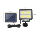 Aurinkokennoinen seinävalaisin 72 LED:iä, vedenpitävä jaetulla lampulla, jossa liiketunnistin, 3 tilaa, puutarhakatuvalo seinälle, terassille 4