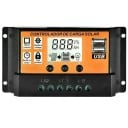 Aurinkosähkön lataussäädin 13,3 x 6,9 x 3,1 cm 12 V 10 A Värillinen LCD MPPT/PWM Kaksois-USB Automaattinen tunnistus Suojat Lataus ja purku 1