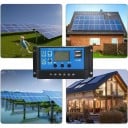 Aurinkosähkön lataussäädin 133 x 30 x 68 mm 30 A LCD-näyttö kaksinkertainen USB Automaattinen PWM-ohjaus suojaus aurinkopaneeleille ja akuille 2