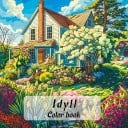 Ausmalbuch Idylle Land 20 x 20 cm detaillierte Papierillustrationen mit Motiven von Haus und Garten für Kinder und Erwachsene 1
