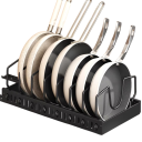 Ausziehbarer Organizer für Töpfe und Pfannen mit Schienen 42 × 21 × 3,5 cm aus Kohlenstoffstahl schwarz für Küchenschränke 8